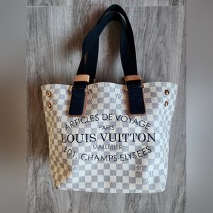 Blue And White Checkered Tote Shopper Bag